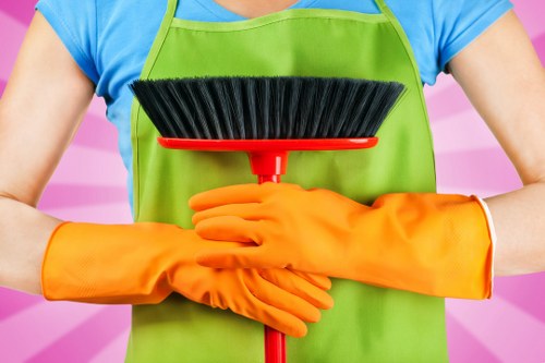 Insured carpet cleaning service with protective equipment