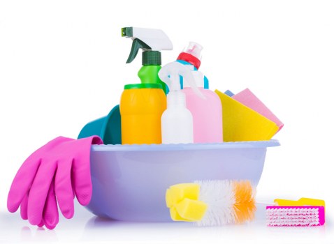 Professional carpet cleaning team working safely